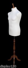 Deluxe Male Tailors Dummy White Torso Mannequin with Rose Display Stand