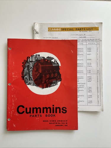 Cummins parts book special - &,