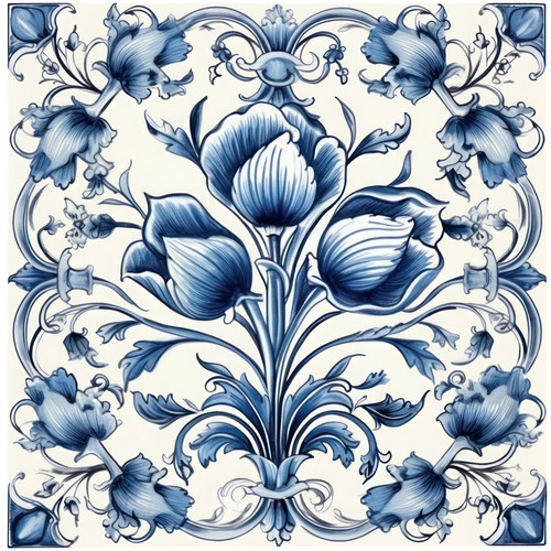 Delft tile stickers 48x blue - tile,