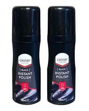 2 X Crosby Black Instant Liquid Shoe Polish Care Protect Water Resistant Sponge
