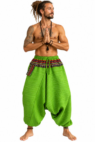 Men green harem trousers - green,