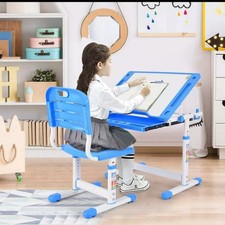 Height Adjustable Desk and Chair Set High School Student Childs Kids Study Table