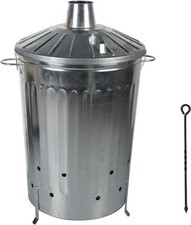 125L Extra Large Galvanised Metal Incinerator Fire Burning Bin with Special Lock