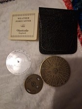 Nauticalia Pocket Weather Forecaster/Barometer Brass Leather Case & Instructions