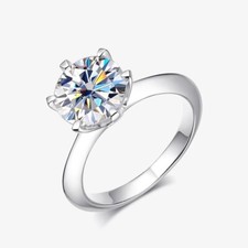0.5-10ct Round Cut Moissanite Engagement Ring Wedding Band 18K White Gold Plated