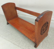 Vintage carved wood book trough shelf, rest, rustic rack, stand, 37cm