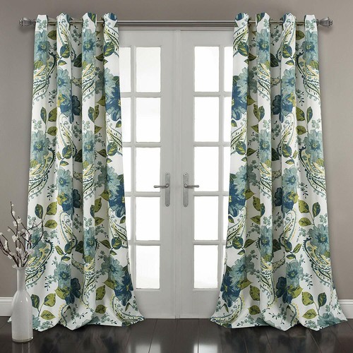Set blue teal green - green, floral