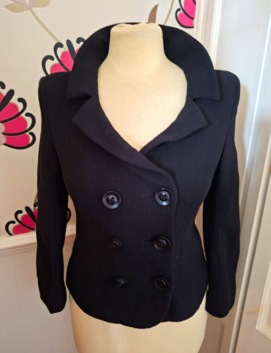 Hobbs black wool peacoat - black,