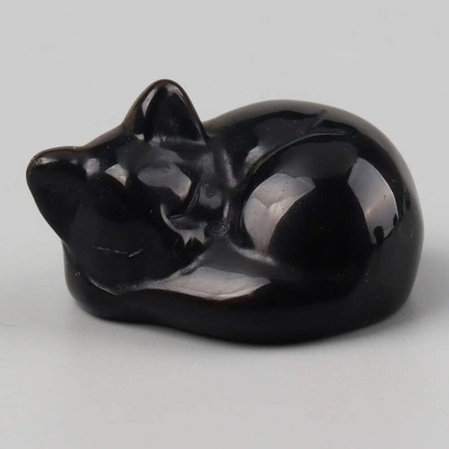 Crystal sleeping cat figurines - sleeping,
