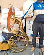 SOUSAPHONE 22"BELL SIZE GOLDEN POLISH MADE OF PURE BRASS+CASE BOX+ FREE SHIPPING