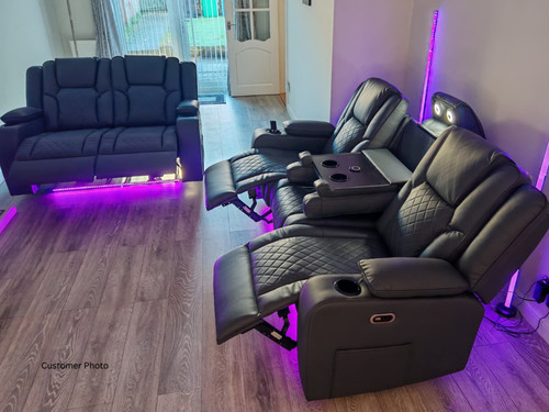 Grey leather electric recliner - leather,