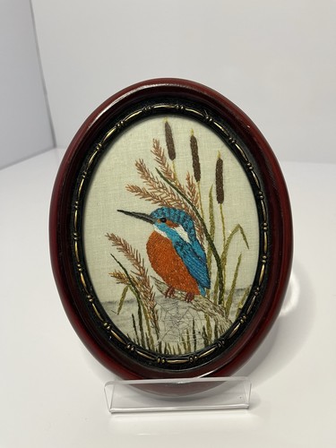 Hand embroidered kingfisher - hand-embroidered,