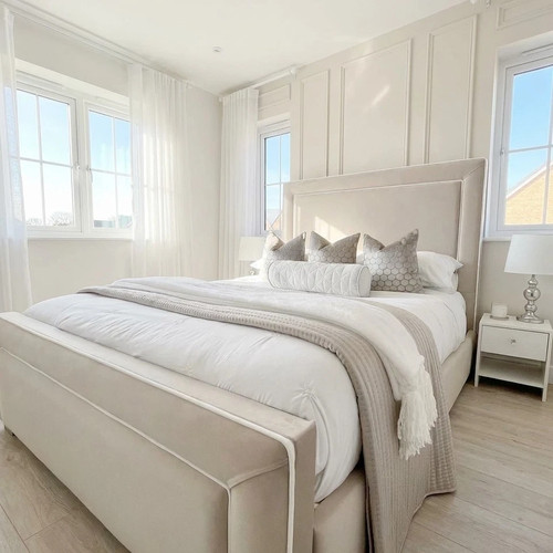 Pipping bed frame - bed, velvet