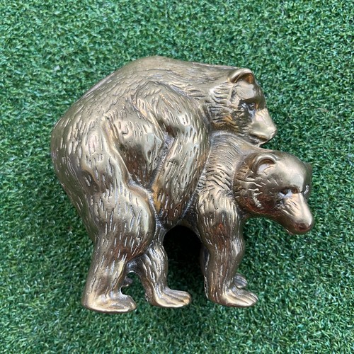 Vintage brass bears mating - bears,