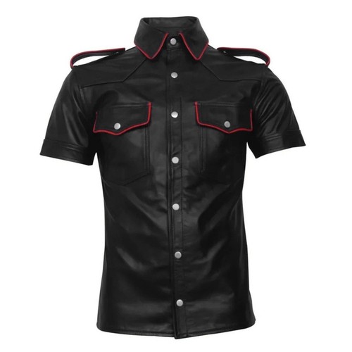 Mens leather shirt - mens, police
