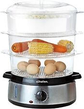 Schallen Electric Food Steamer 9L 3tier with 60min timer Stainless Steel & Black