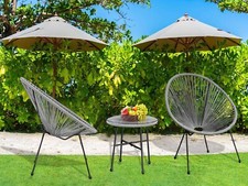 Garden Bistro Set 2, 3Pieces Furnitur Chairs and Table Rattan Seating In/Outdoor
