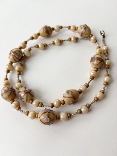 Vintage glass necklace - glass,