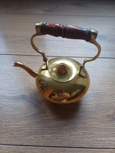 Vintage miniature brass kettle - vintage,
