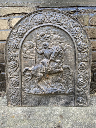 Antique cast iron fireback - cast,