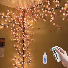 DIY Cherry Blossom Lights,7.55 FT 144 LED Cherry Blossom Tree Branch Light,8 Mod
