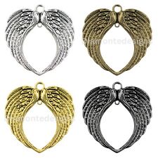 Extra Large Tibetan Silver Angel Heart Wings Memory Pendant Charm Linking 70mm