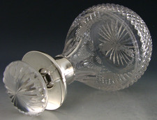 ANTIQUE 1908 STERLING SILVER TOPPED MINI WHISKY BRANDY NOGGIN DECANTER  BARWARE