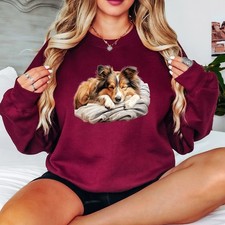 Sleeping Sheltie Dog Lover Animals Womens Sweatshirt Cozy Jumper