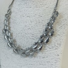 Silver Statement Necklace Contemporary Designer Costume Necklace Women Gift UK