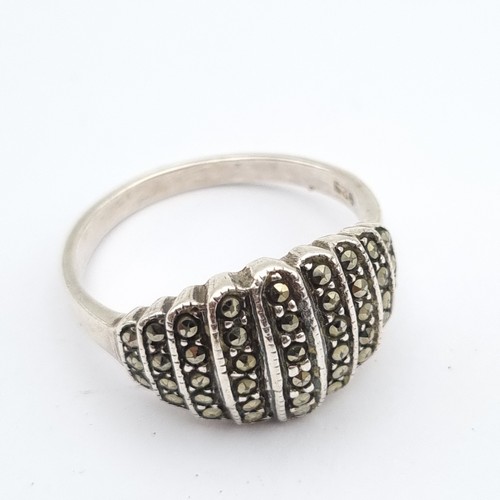 Sterling silver marcasite ring - silver,