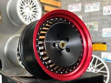 4 x 16 Inch 5x114.3 Ronal Style Black+Red JDM Wheels: Fits For Nissan Honda