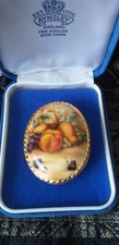 Vintage 1950-s Genuine Gold Edged Fine Bone China Fruit  BROOCH in Original Box.