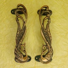 Peacock Shape Handmade Brass Victorian Style Door Pull Handles Home Office Decor