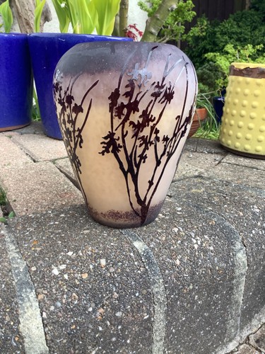 Vase acid etched cut tall - vase, 7”