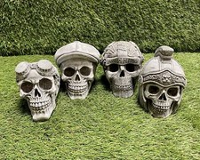 Concrete Skull Variations Outdoor Garden Halloween Ornament Spooky Gothic Gift
