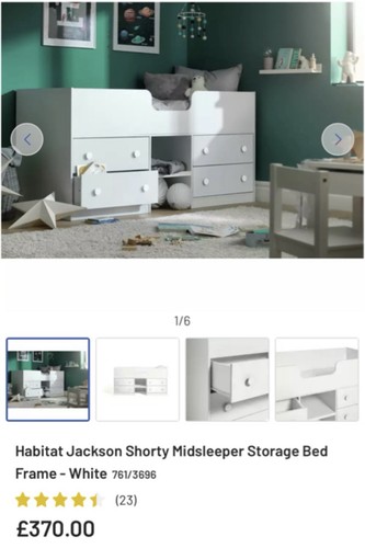 White midsleeper storage bed - white,