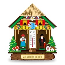Wood House Barometer Thermometer Wall Mounted Hanging Weather Hygrometer Decor