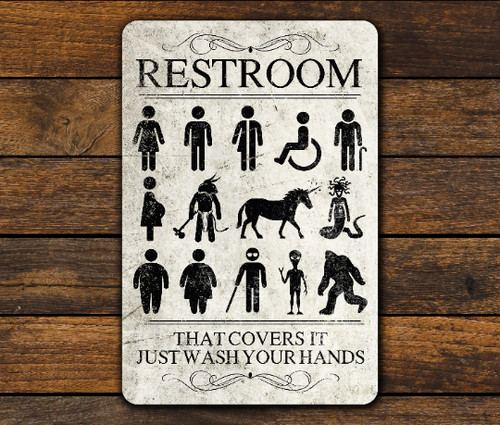 Restroom antiqued style funny - restroom, antiqued-style