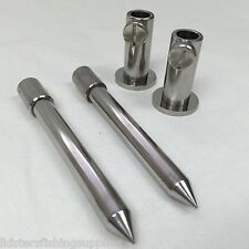 2 x Stainless Steel Stage Stands + 2 x 5" SS Inserts For Platform Carp Fishing