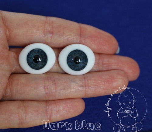 Solid glass eyes oval flat - solid,