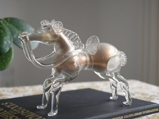 MCM Italian Hand Blown Glass Horse Figurine, Gold Encased Core, Murano Style