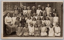 HASTINGS Sussex St Marys School Group II Girls RP Postcard c1915