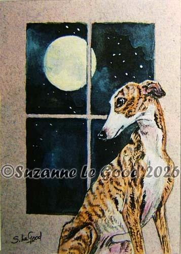 Greyhound dog aceo - dog, art