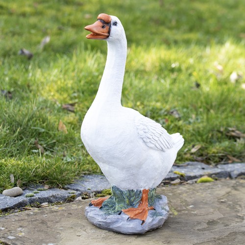 White goose garden ornaments - garden,