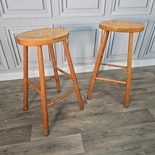 Vintage Rustic Kitchen Stools – Solid Elm - Lab Bar Seats Industrial Mid Century