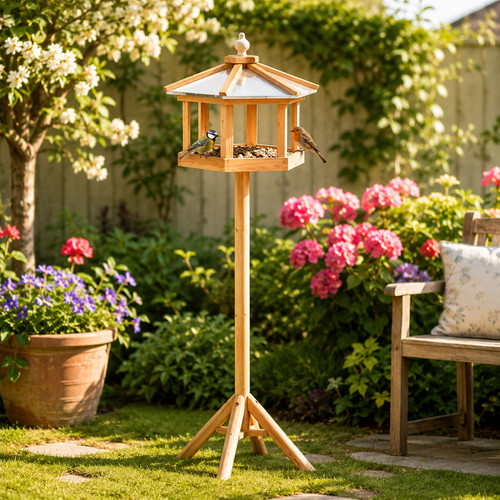 Wooden bird feeding station - bird,