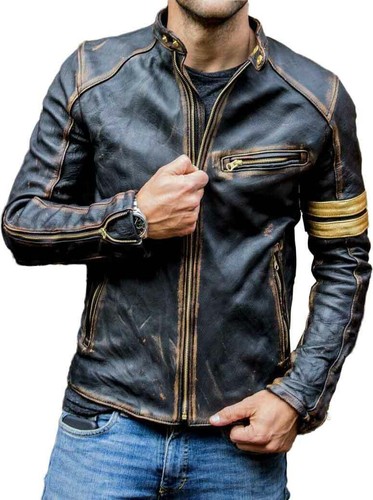Men black biker - men's, vintage