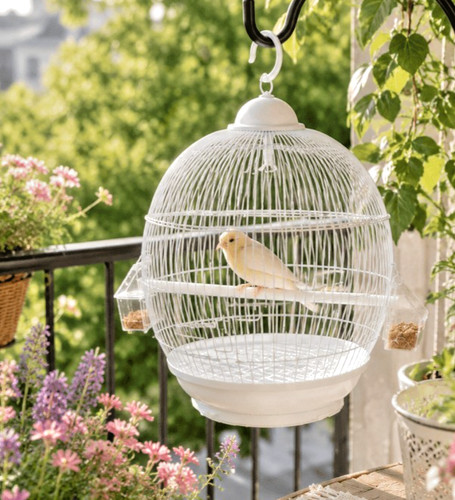 Small round metal bird - metal,