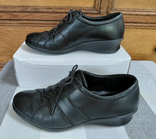 Ecco black leather lace - black,