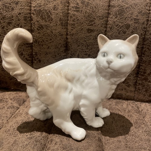 Lladro nao white beige cat - nao, &